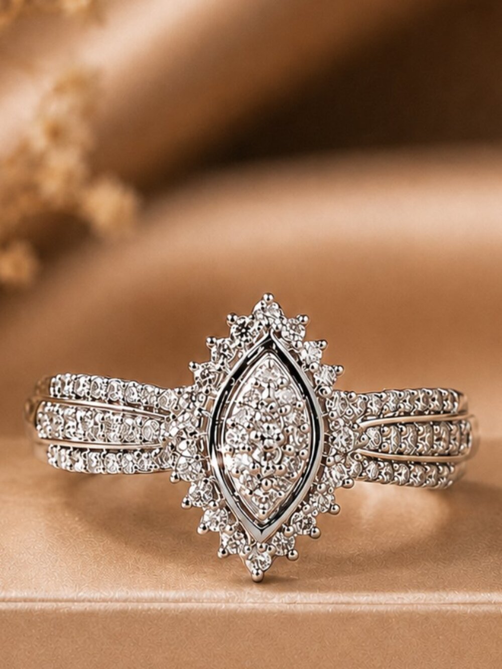 Opulent Marquise Silver Ring